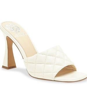 Vince Camuto Reselm Quilted Slide Sandal in Cream | US 6.5